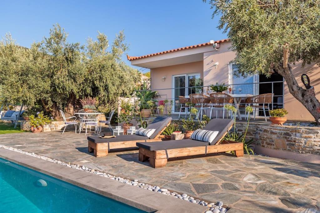 Skopelos Blue Heaven Pool Villa In Olive Grove Экстерьер фото