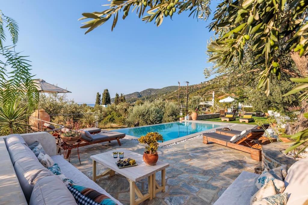 Skopelos Blue Heaven Pool Villa In Olive Grove Экстерьер фото