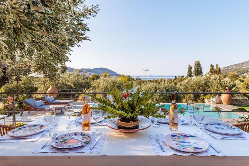 Skopelos Blue Heaven Pool Villa In Olive Grove Экстерьер фото
