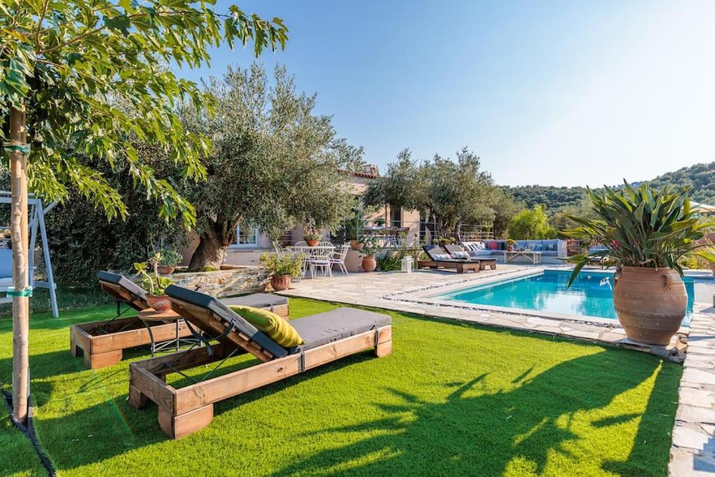 Skopelos Blue Heaven Pool Villa In Olive Grove Экстерьер фото